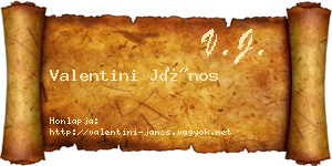 Valentini János névjegykártya